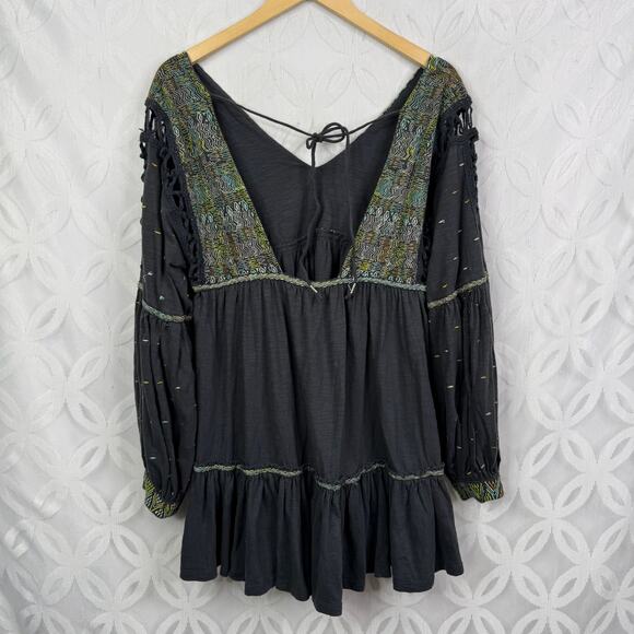Free People Much Love Tunic Top Mini Oversized Open Back Dress Size S - Picture 6 of 11